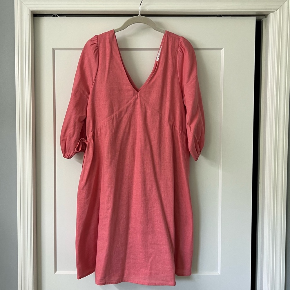 Coral Linen Spring/Summer Dress - Womens Large